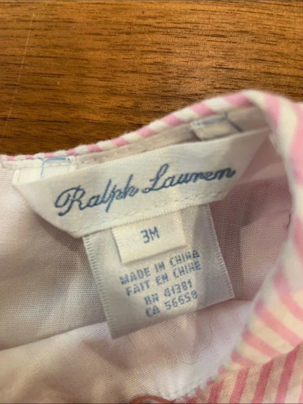 Ralph Lauren Baby Girl Pink Seersucker Dress & Bloomers Set 3M Like New